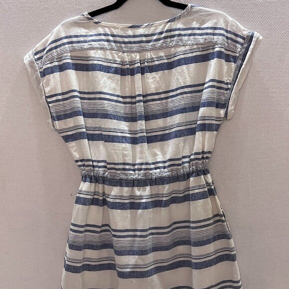 GAP Linen Blend Striped Dress Womens Size Small Blue White Casual Summer - Picture 4 of 10